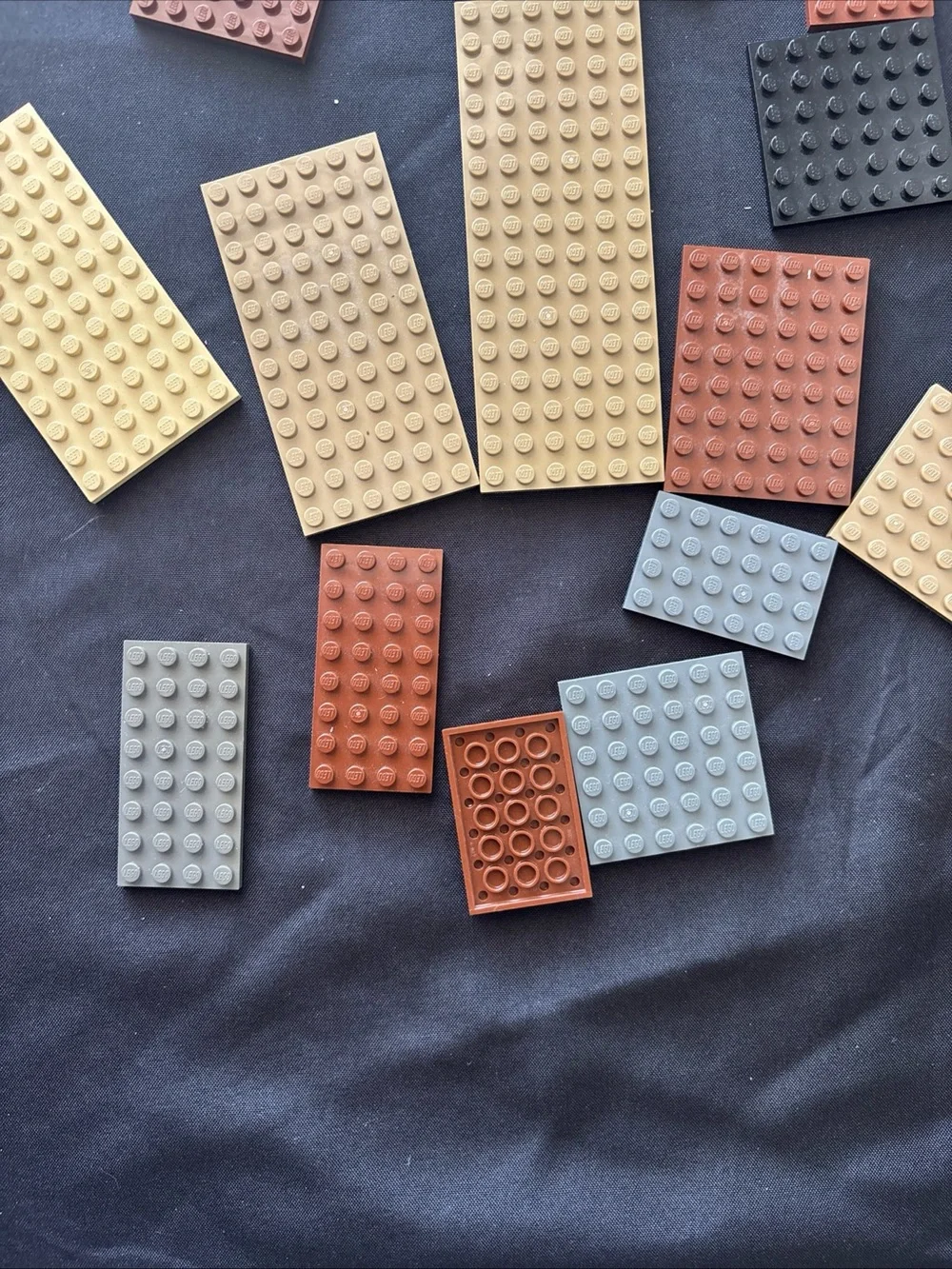 LEGO Plates Bulk Lot 19pc Assorted Sizes Tan Brown Gray Green White